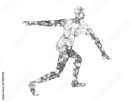 Future human technology, human body wireframe graphics, network data