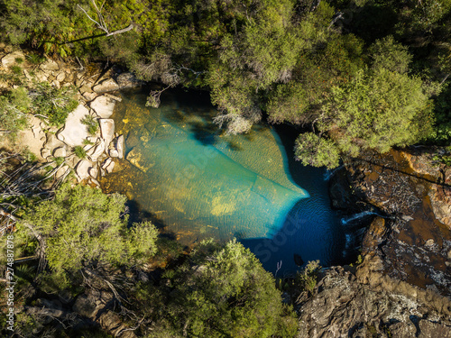 Aerial views of Nellies Glen a little waterfall and rock pool th photo