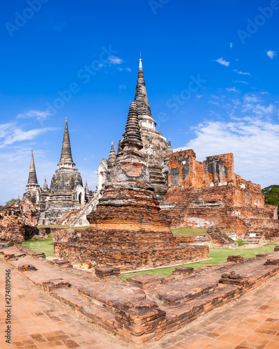 Ancient pagoda in wat phra si sanphet , archaeological site in Ayutthaya ,Ayutthaya,Thailand photo