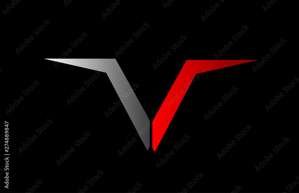 Premium PSD  Red symbol view from left letter v