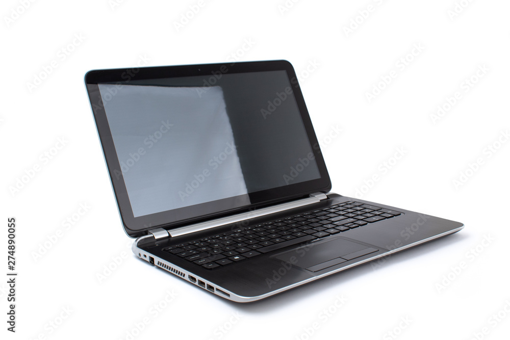 Black and silver laptop isolated on white background. Black and silver laptop isolated on white background.