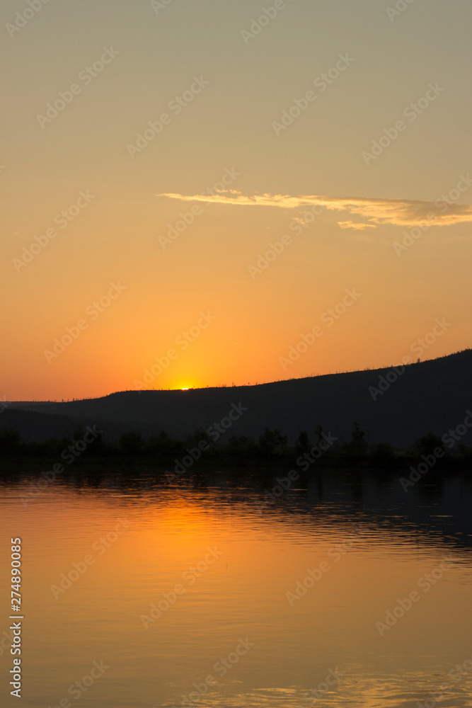 Wallpaper sunset river landscape