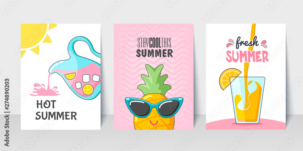 Fotografie Vector set of bright summer cards