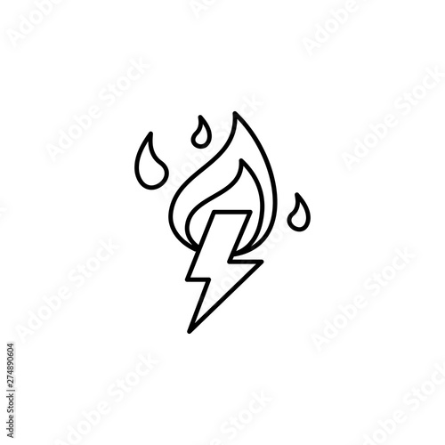 Electric fire, firefighter icon. Element of firefighter icon. Thin line icon for website design and development, app development