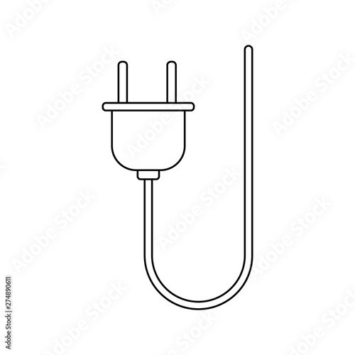 Ouline Electric plug vector icon. Simple design illustration isolated