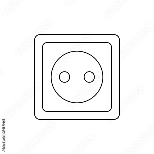 Ouline electric outlet symbol. Power Socket pinctogram. Plug socket icon.