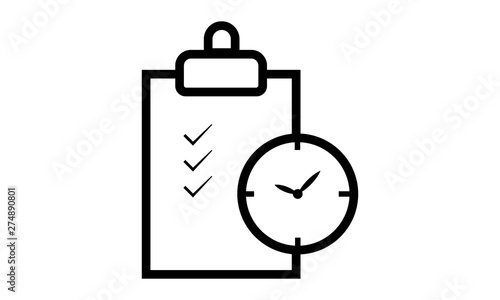 Clipboard and clock icon for task management and to-do lists
