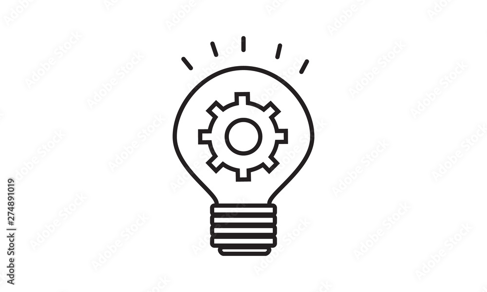 Lamp bulb with gear icon for creative ideas and innovation Lamp bulb with gear icon for creative ideas and innovation