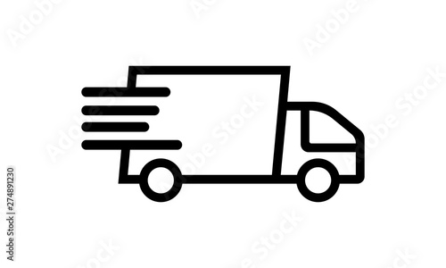 Fast shipping delivery truck icon for logistics and transportation