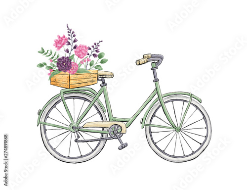 Fototapeta Naklejka Na Ścianę i Meble -  Bicycle with flowers