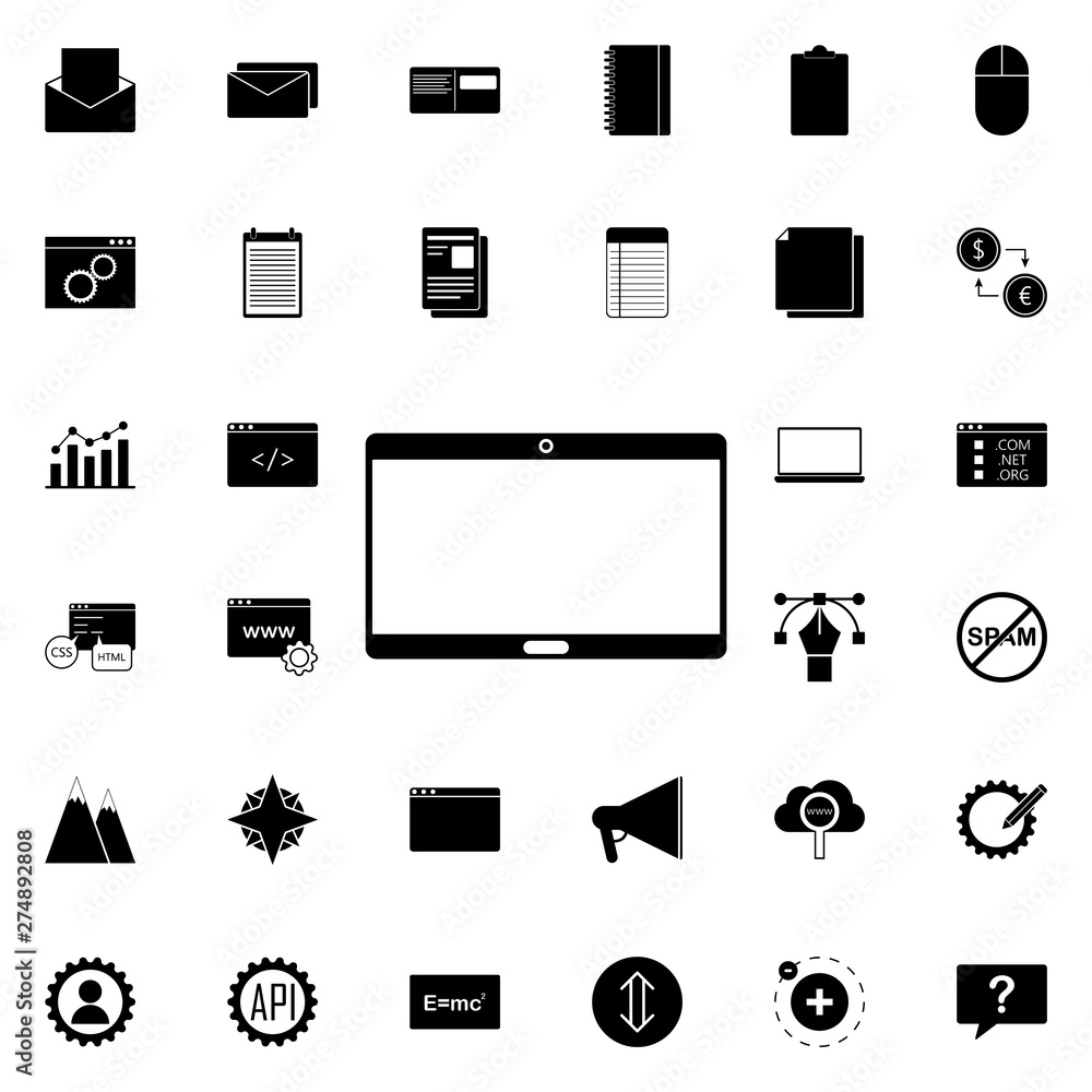 the tablet icon. Universal set of web for website design and development, app development