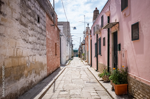 Stone paved alley with typical houses. Spinazzola, Apulia region, Italy