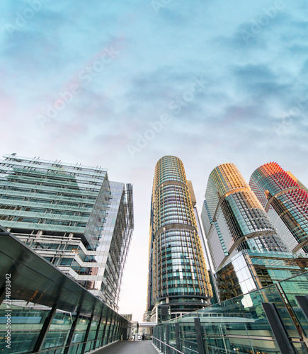 Photography Buidlings and city bridge in Barangaroo, Sydney at sunrise