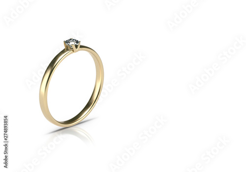Wedding ring 3d image. Gold ring 3d render.