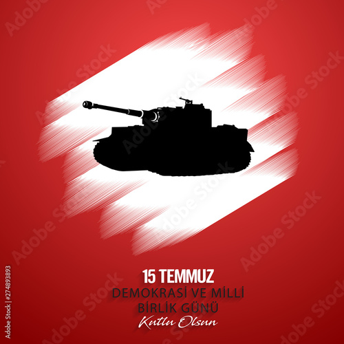 15 July, Happy Holidays Democracy Republic of Turkey celebration background, vector