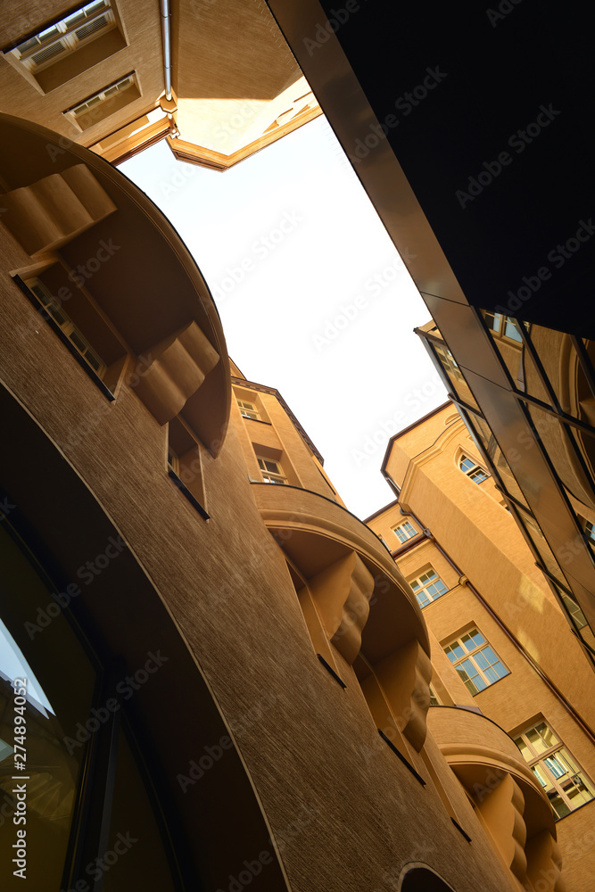 Leipzig, Germany historical facades inside a passage yard - Leipzig, Innenhof Passage Architektur