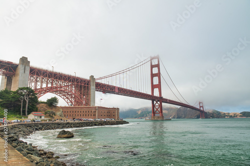San Francisco. Golden Gate Bridge on a foggy summer morning