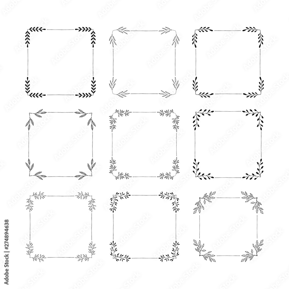 Set of hand drawn squared frames. Text decoration. Set of hand drawn squared frames. Text decoration.