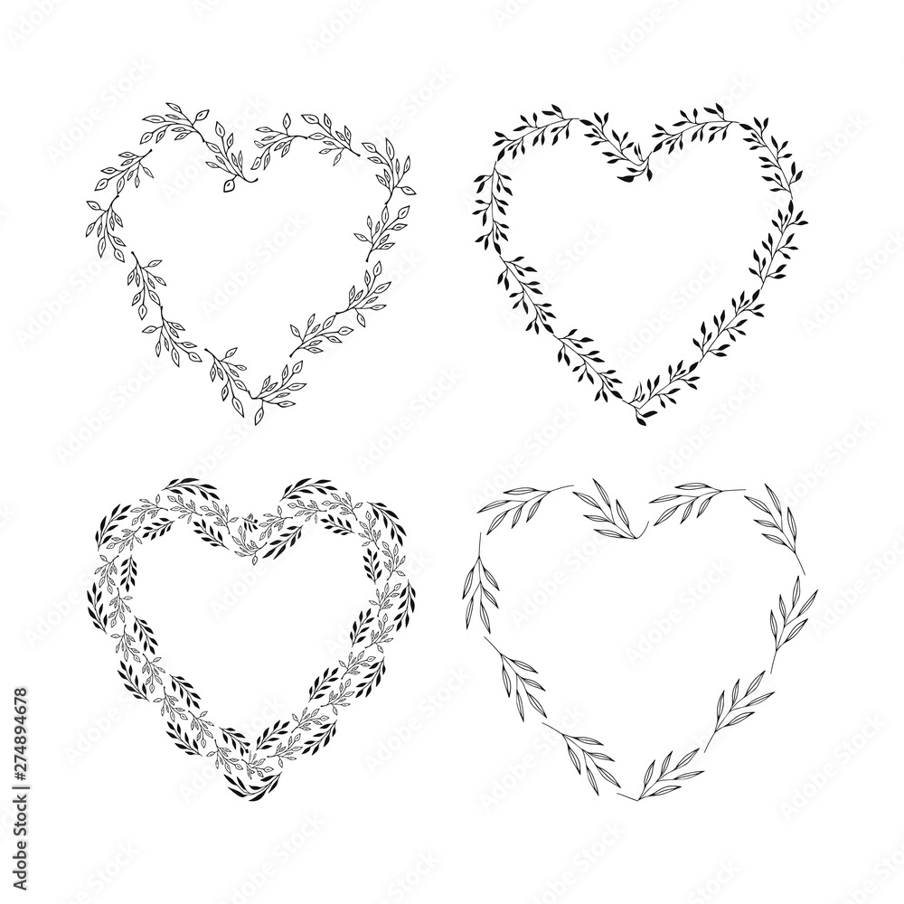 Set of hand drawn heart frames. Vector isolated illustration. Set of hand drawn heart frames. Vector isolated illustration.