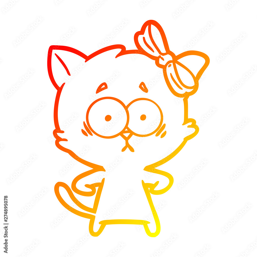 warm gradient line drawing cartoon cat warm gradient line drawing cartoon cat