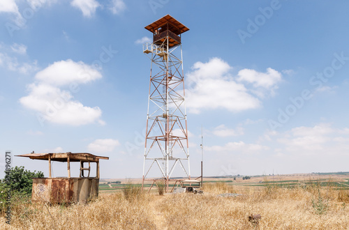 Watchtower  near the battle bunker that has remained since the War of the Doomsday (Yom Kippur War) on the Golan Heights in Israel