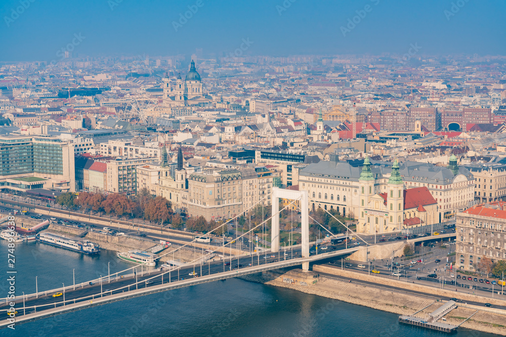 Aerial view of the famous Elisabeth Bridge