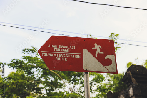 Tsunami evacuation route Uluwatu, Bali Indonesia