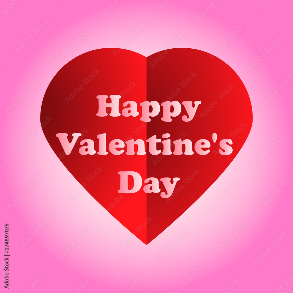 Red heart, Valentine's day, on a pink background, vector