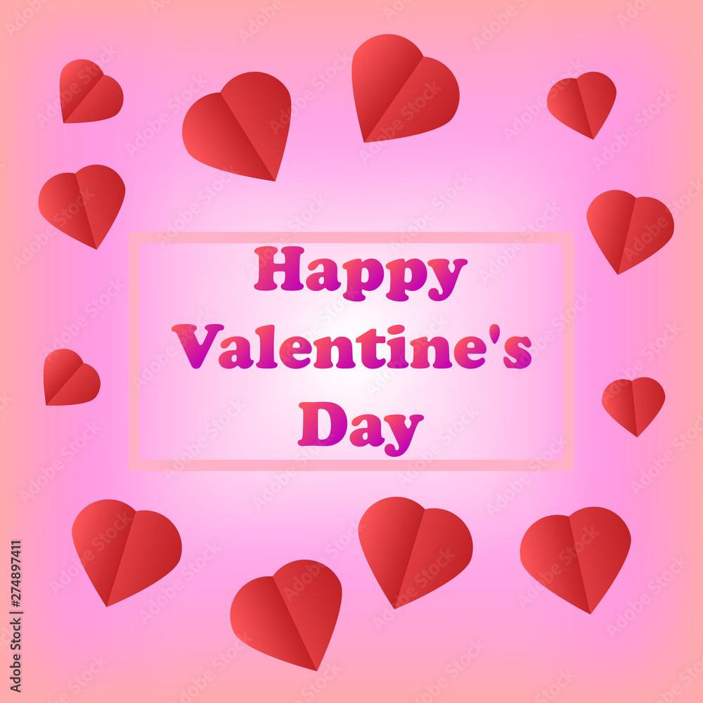 Red hearts, Valentine's day, on a pink background, vector
