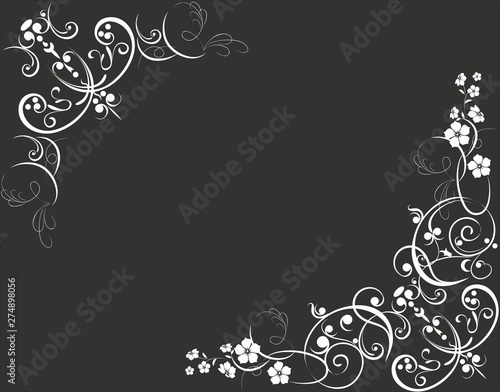 Fondo negro con esquinas ornamentadas