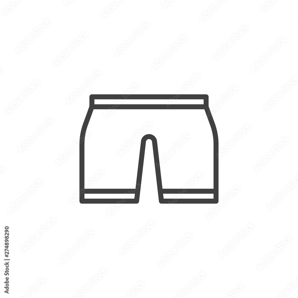 Men's shorts line icon. linear style sign for mobile concept and web design. Summer pants outline vector icon. Symbol, logo illustration. Vector graphics Men's shorts line icon. linear style sign for mobile concept and web design. Summer pants outline vector icon. Symbol, logo illustration. Vector graphics