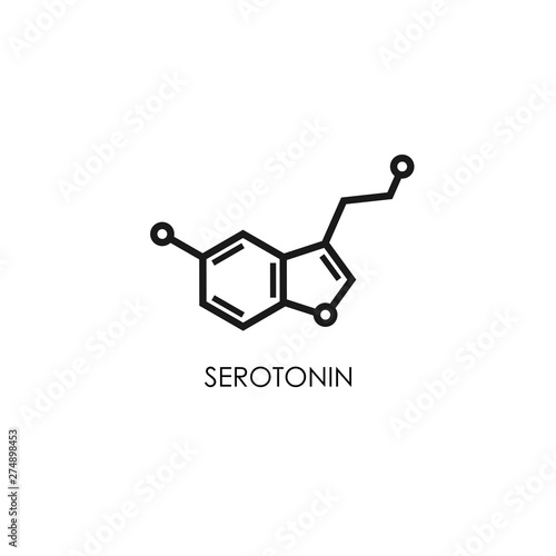 Serotonin molecular structure. neurotransmitter molecule. Skeletal chemical formula.