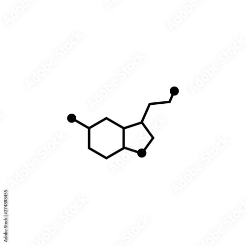 Serotonin molecular structure. neurotransmitter molecule. Skeletal chemical formula.