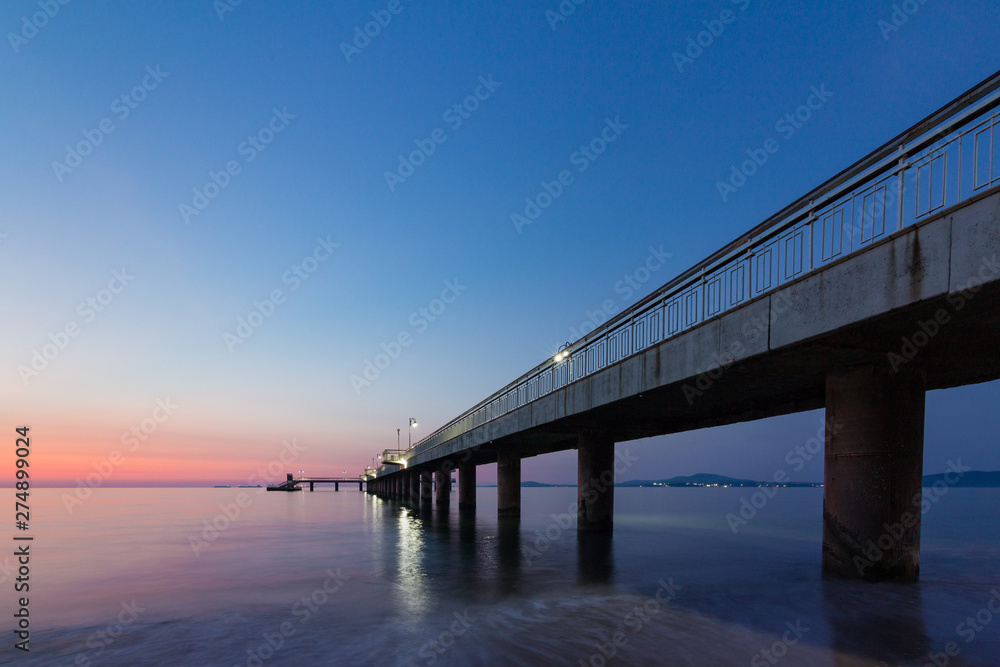 bridge at sunset. landscape view bridge at sunset. landscape view