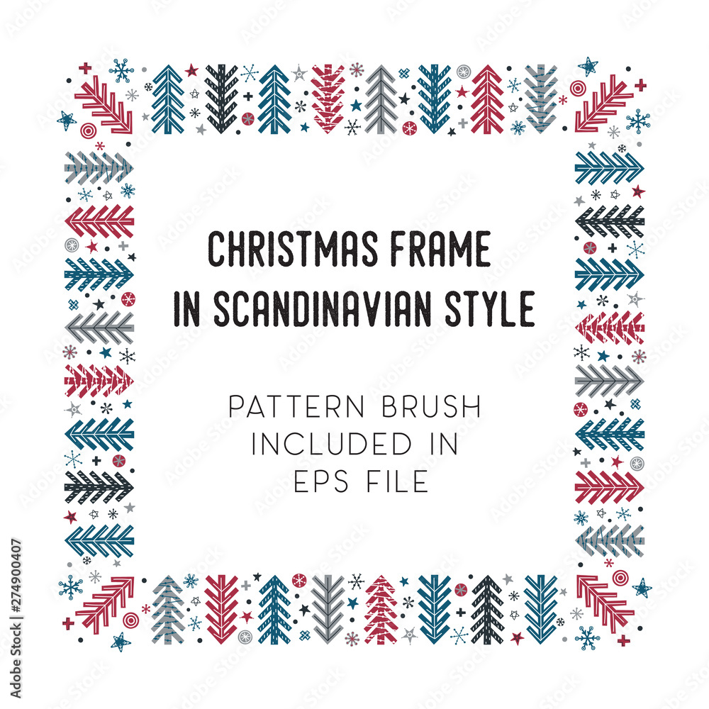 Obraz premium Christmas frame and brush with corner tiles