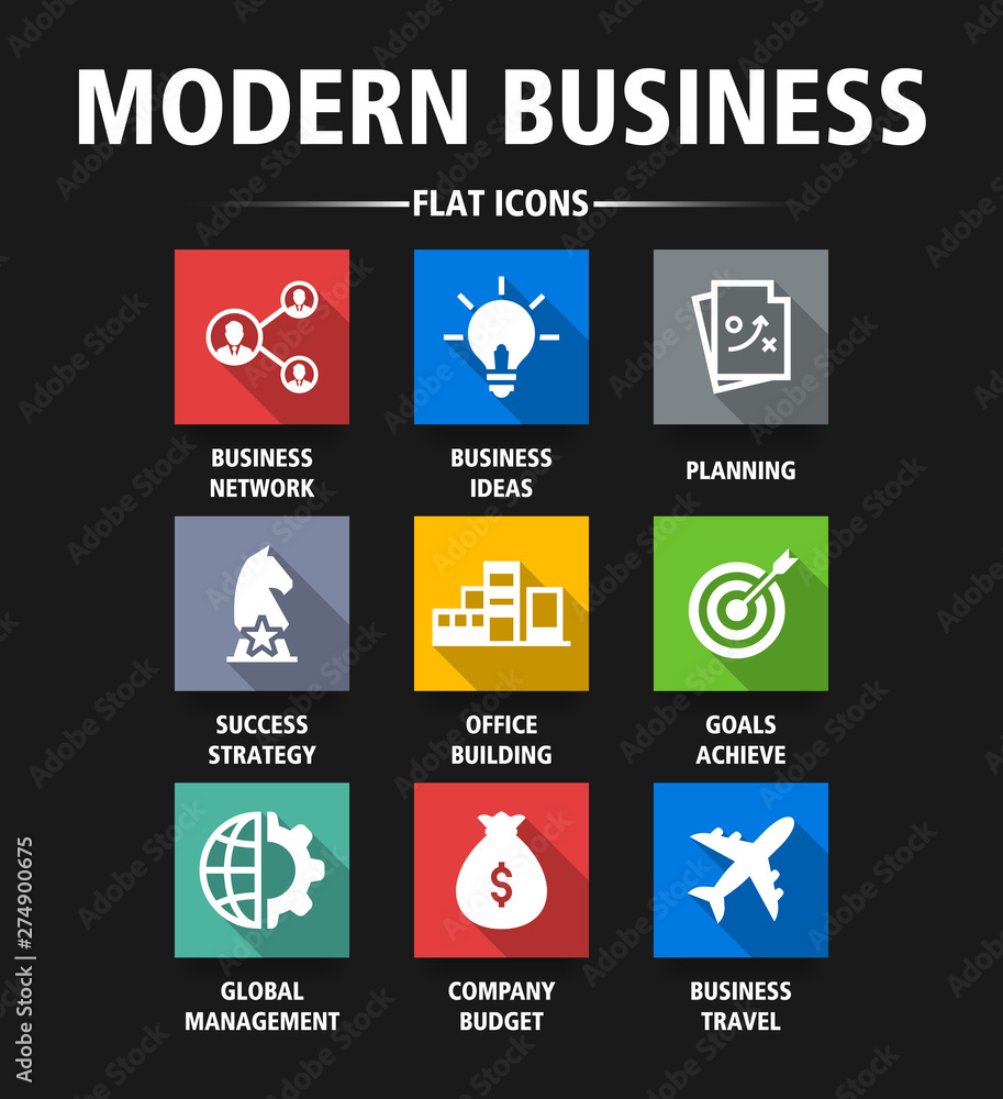 MODERN BUSINESS FLAT ICONS