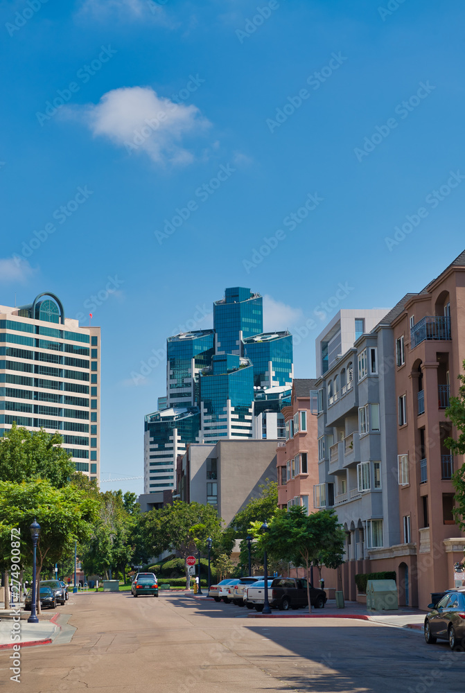 SAN DIEGO, CA - JULY 29, 2017: The Westin San Diego modern skyscraper from Harbor Drive