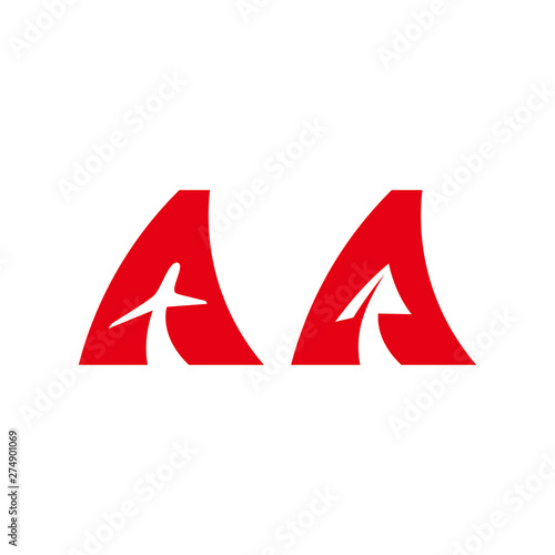 Letter A Plane logo vector. aviation, logo, red, fly, business, sign, isolated, illustration, text, word, concept, symbol, paper plane, icon, alphabet, button, letter, air, aircraft, aviator