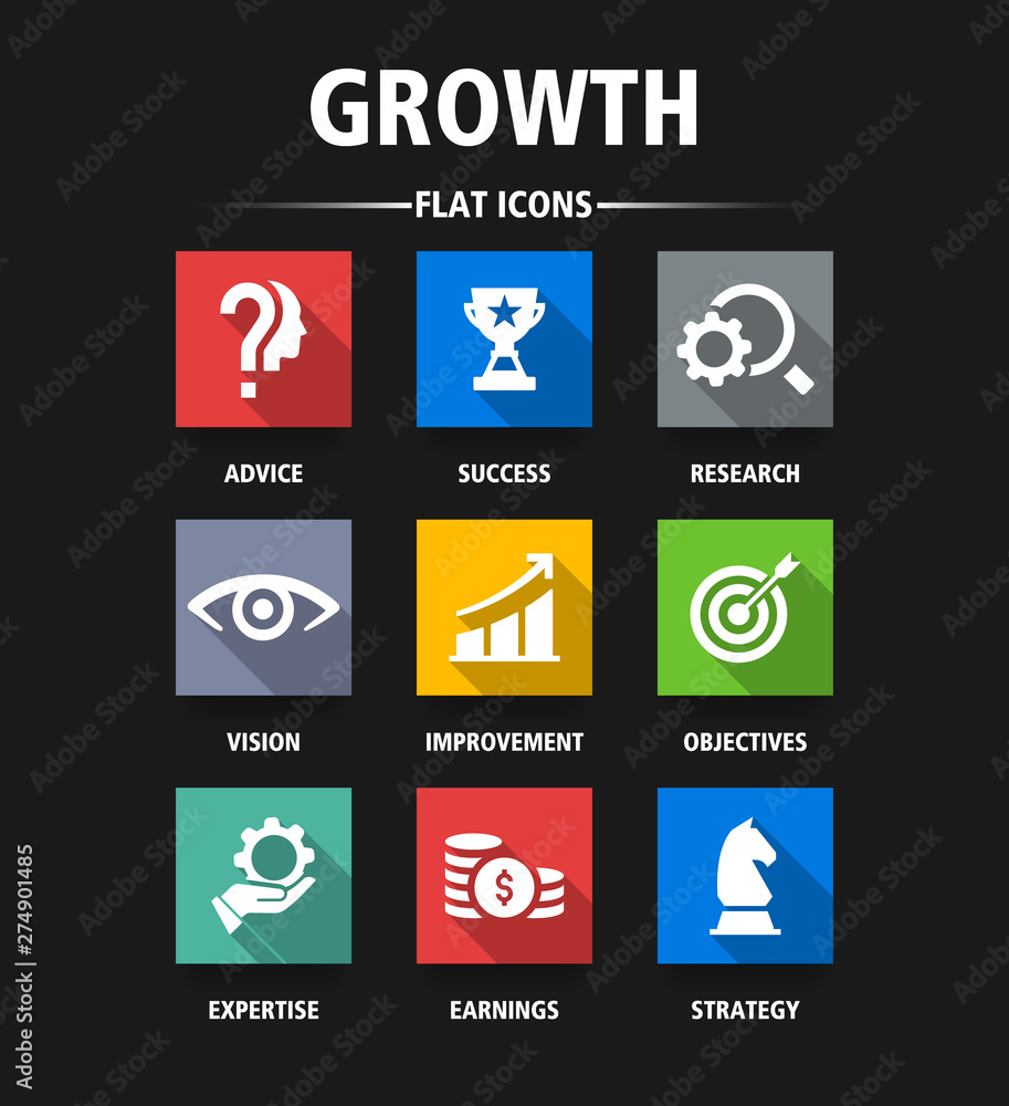 GROWTH FLAT ICONS
