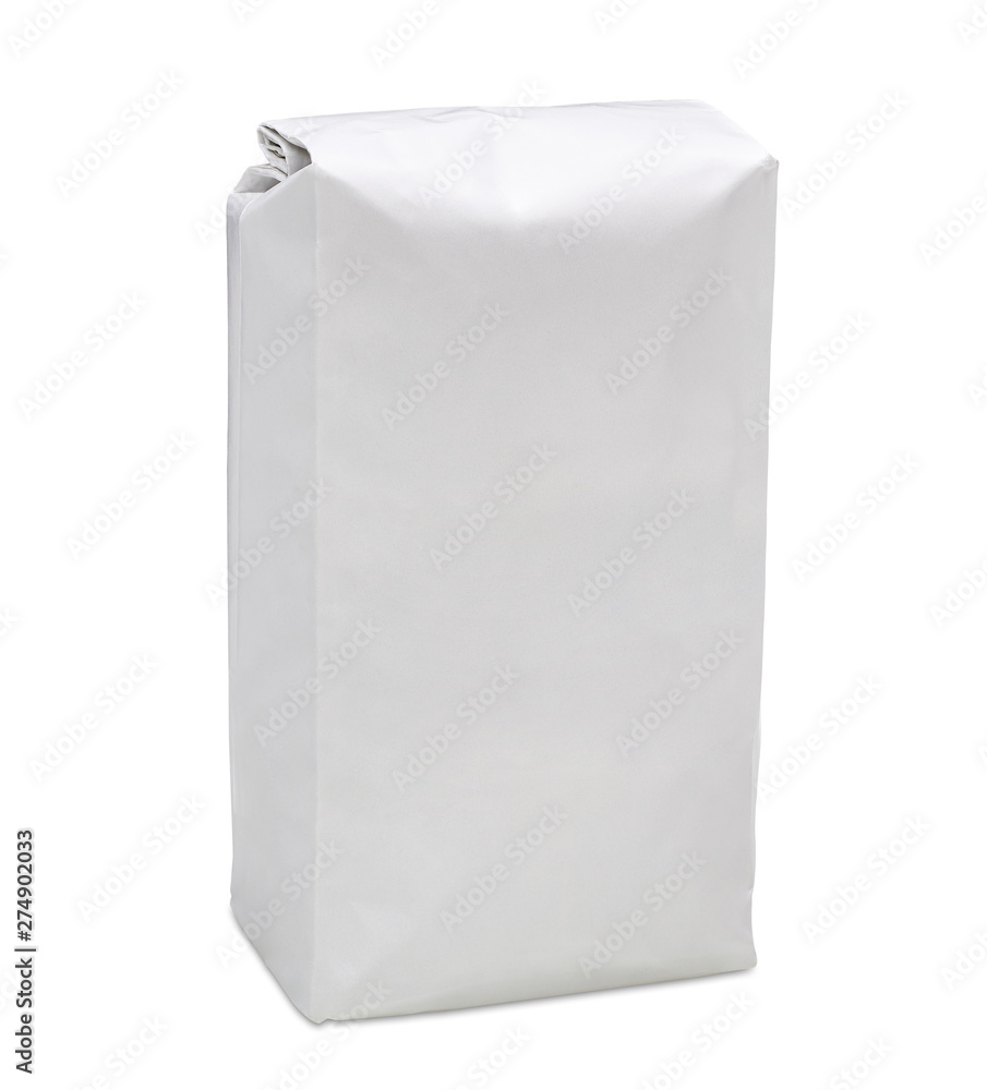 White blank paper bag or pack isolated on white background including clipping path White blank paper bag or pack isolated on white background including clipping path