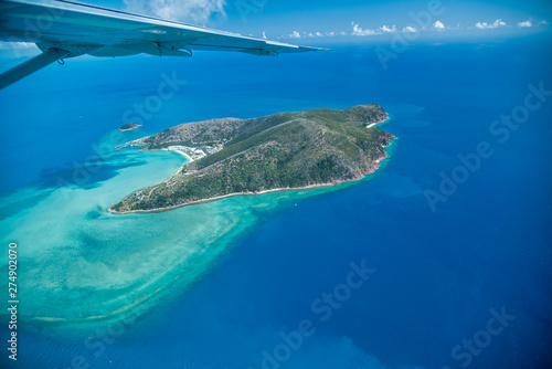 Aerial view of great barrier reef island, Australia