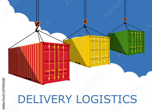 Shipping container on blue sky