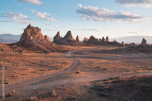 Fotografie Trona Pinnacles are nearly 500 tufa spires hidden in California Desert National Conservation Area, not far from the Death Valley National Park, California, USA