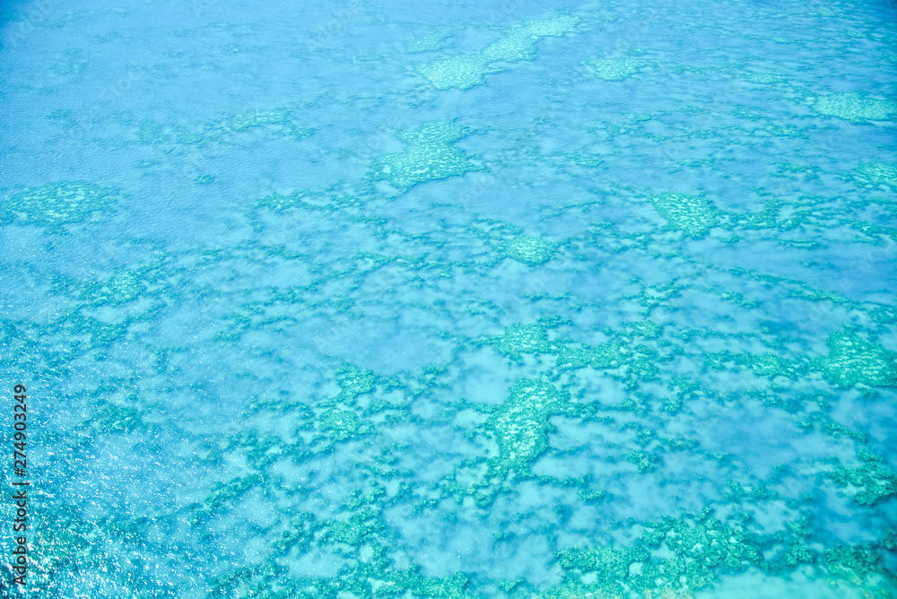 Natural Great Barrier Reef in Queensland. Aerial view of nature paradise with magnificent colors