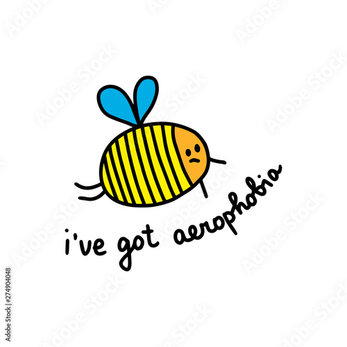 I have got aerophobia hand drawn vector illustration in cartoon style