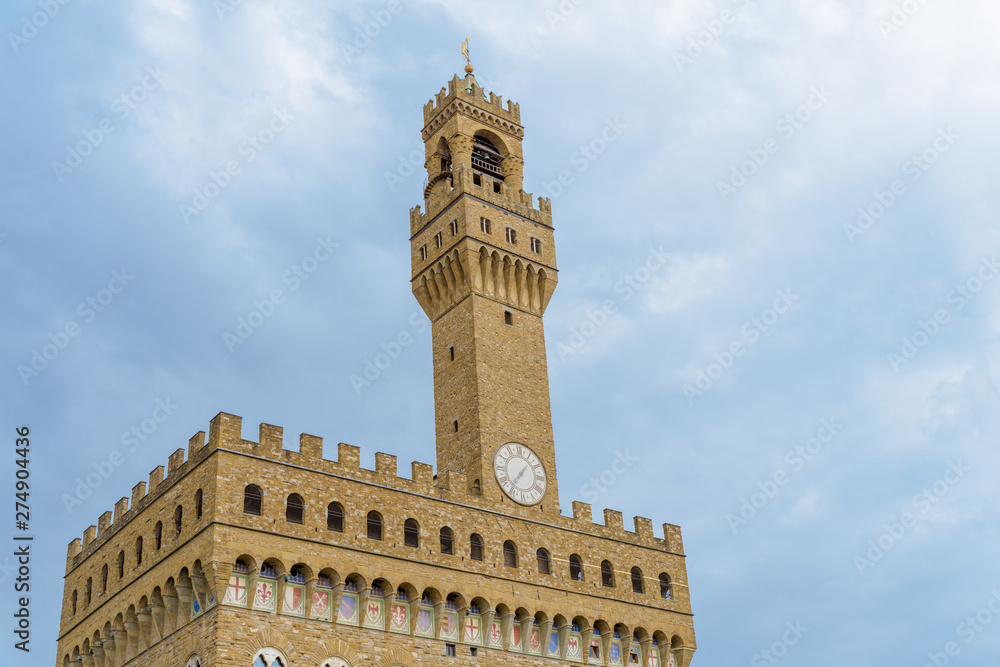 Belltower and the old palace on Piazza della Signoria in Florence, Italy.