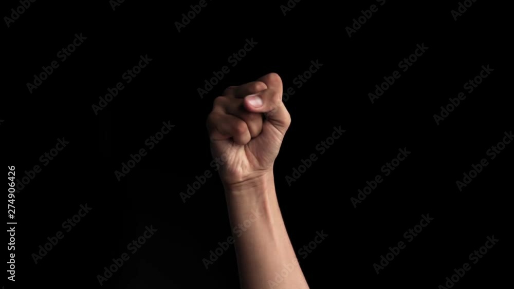 Hand coming up and showing all the best sign or gesture by rotating his hand and again going down isolated on black. Hand coming up and showing all the best sign or gesture by rotating his hand and again going down isolated on black.