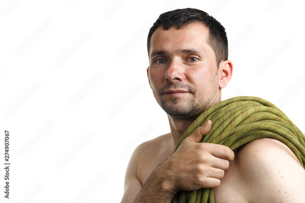 Portrait of mountain climber on white background Portrait of mountain climber on white background