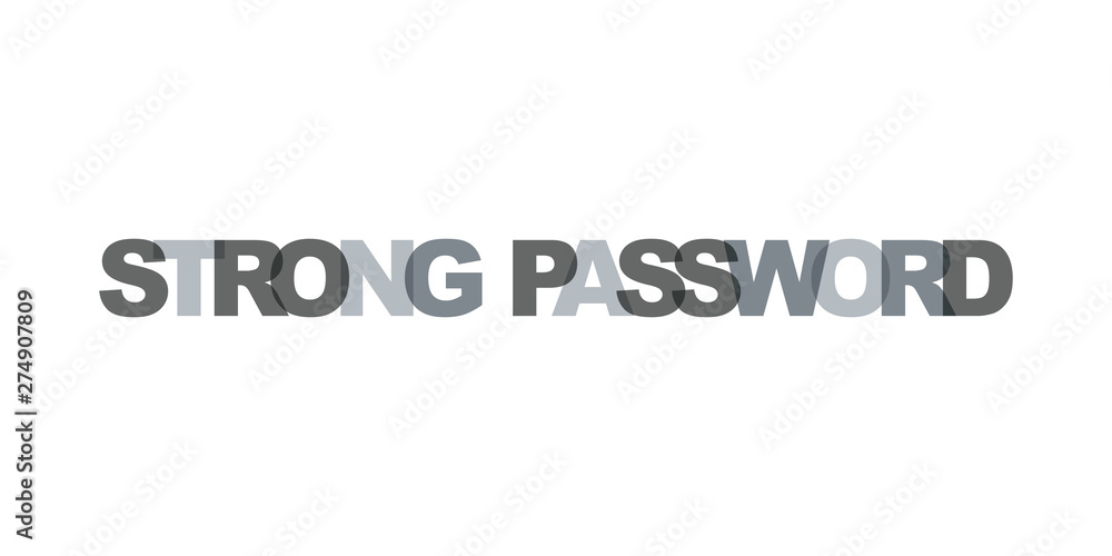 Strong password business card text. Modern lettering poster. Color word art slogan icon. Phrases vector print design elements. Strong password business card text. Modern lettering poster. Color word art slogan icon. Phrases vector print design elements.