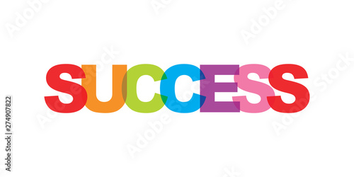 Success business card text. Modern lettering poster. Color word art slogan icon. Phrases vector print design elements.